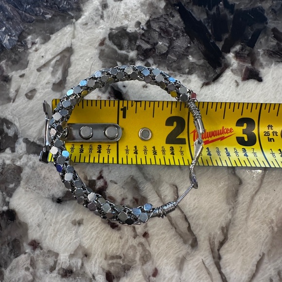 Vintage Metal Work 2” Silver Hoop Earrings - Picture 14 of 14